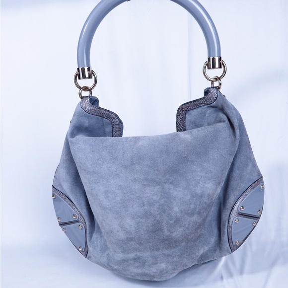 Vintage Gucci Indy Bag l large l Grey suede l Python - Picture 7 of 14